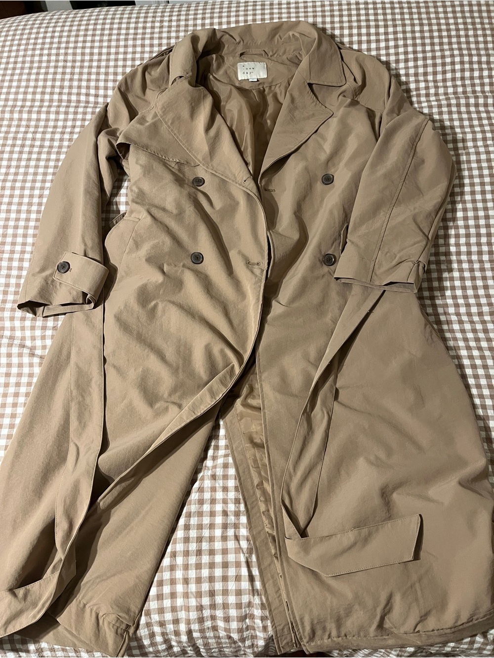 a new day Taupe Double-Breasted Trench Coat